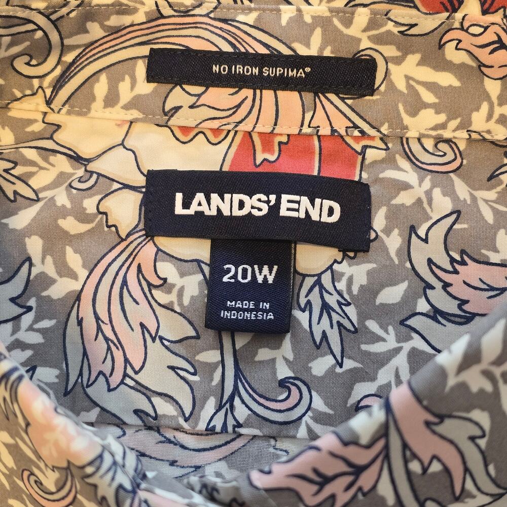 Lands End Top Womens Plus Size 20W Multicolor Floral Print 100% Supima Cotton - Picture 4 of 12